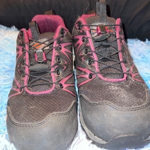 merrell select grip purple and black steal toes hiking shoes